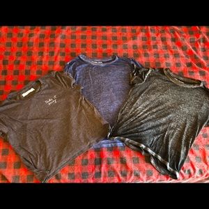 Lot of 3 A&F burnout cropped Tees